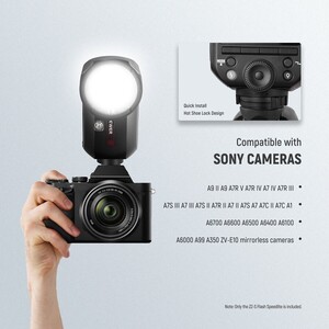 Z2PRO-S Sony Uyumlu 76W Yuvarlak Kafa Akülü Tepe Flaşı - Thumbnail