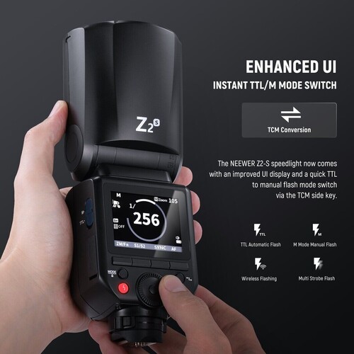 Z2PRO-S Sony Uyumlu 76W Yuvarlak Kafa Akülü Tepe Flaşı